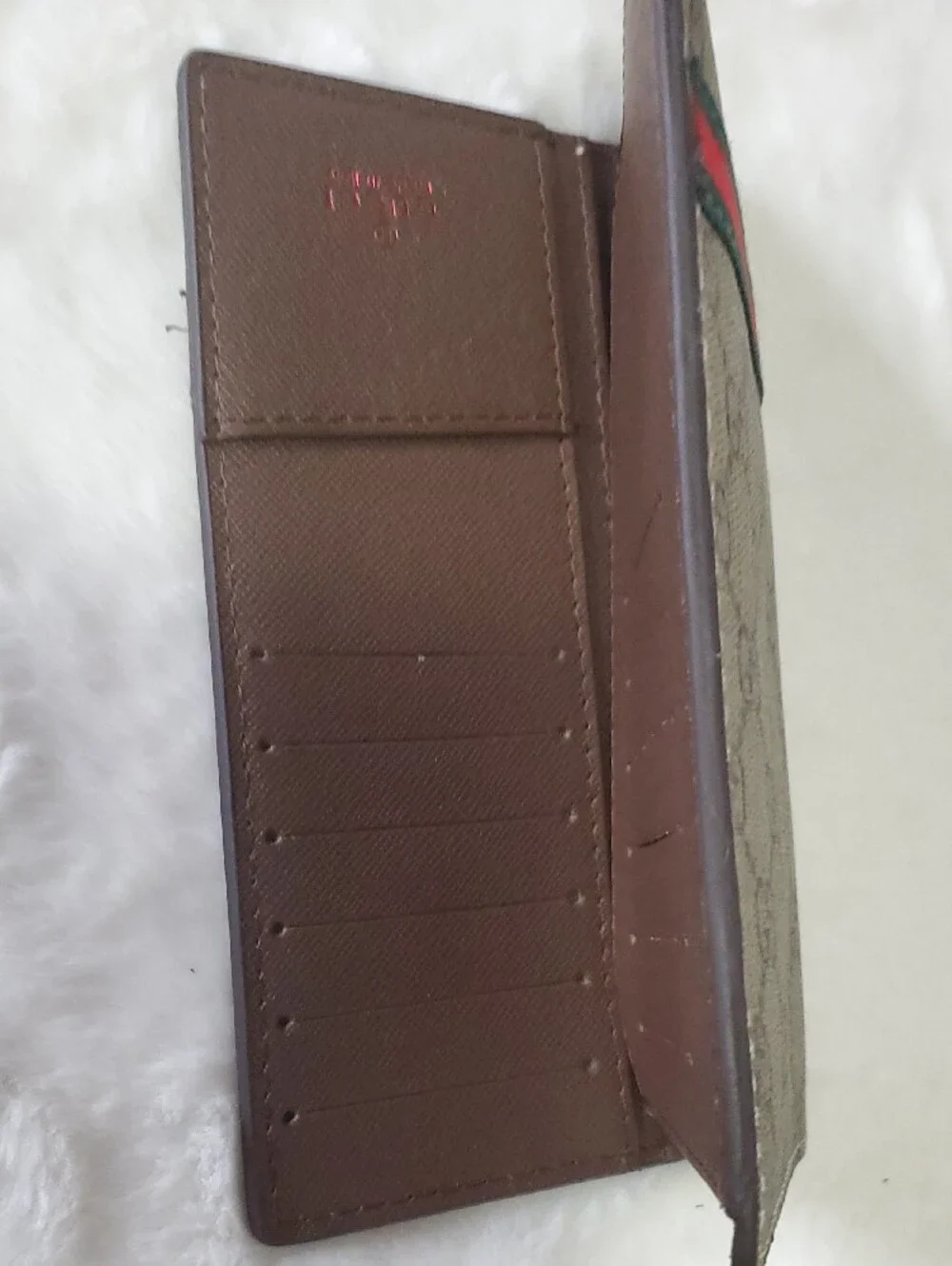 Beige GG Canvas Long Wallet with Red and Green Web Stripe - Picture 2 of 7